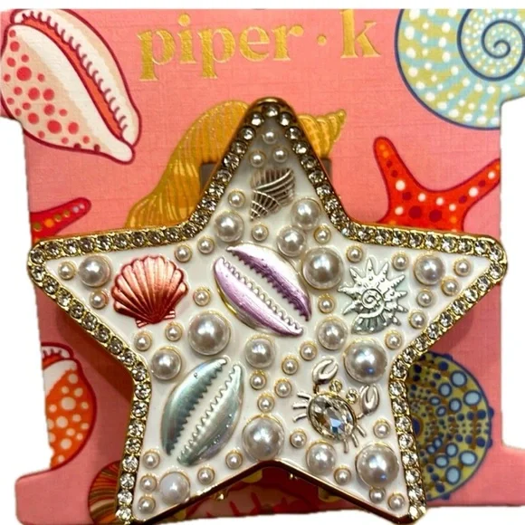 NWT ⚜️🤍⚜️ Piper K Gorgeous Starfish Hair Clip with Seashells and Pearls - Picture 13 of 15